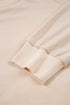 Raw Edge Flower Patch Drop Shoulder Contrast Rib Crewneck Long Sleeve Top
